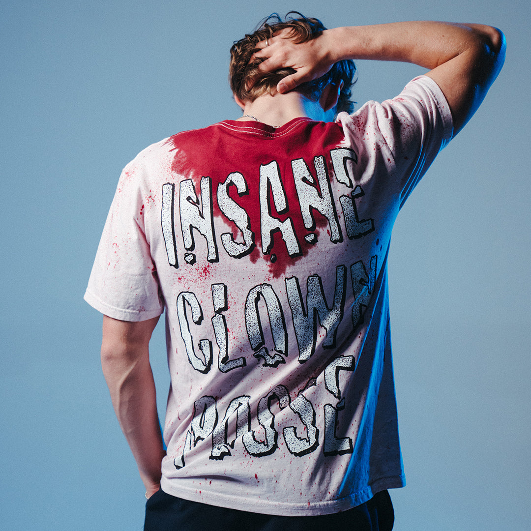 "Whadup" T-Shirt In Red Blood Splatter Dye