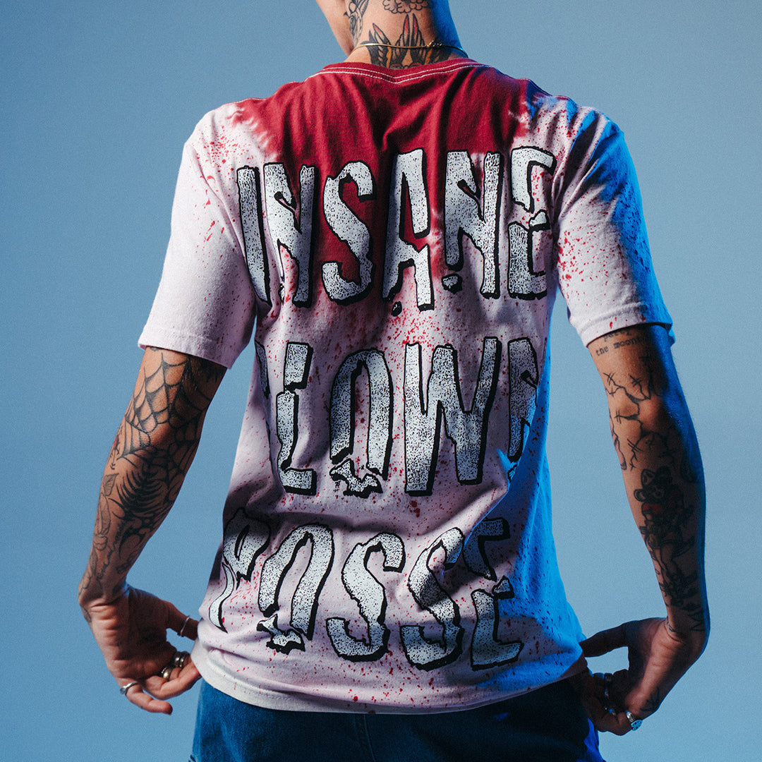 "Whadup" T-Shirt In Red Blood Splatter Dye