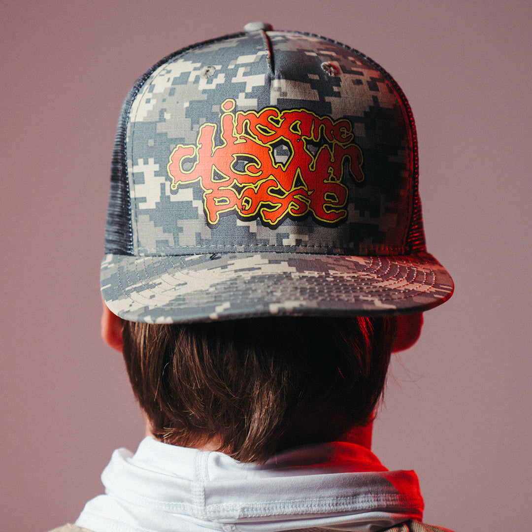 "Stack Logo" Flat Bill Snapback Hat In Digital Camo