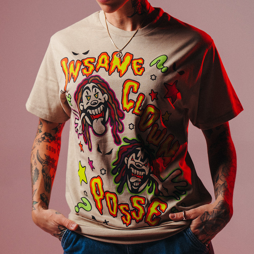 "Cartoon Clowns" T-Shirt In Tan