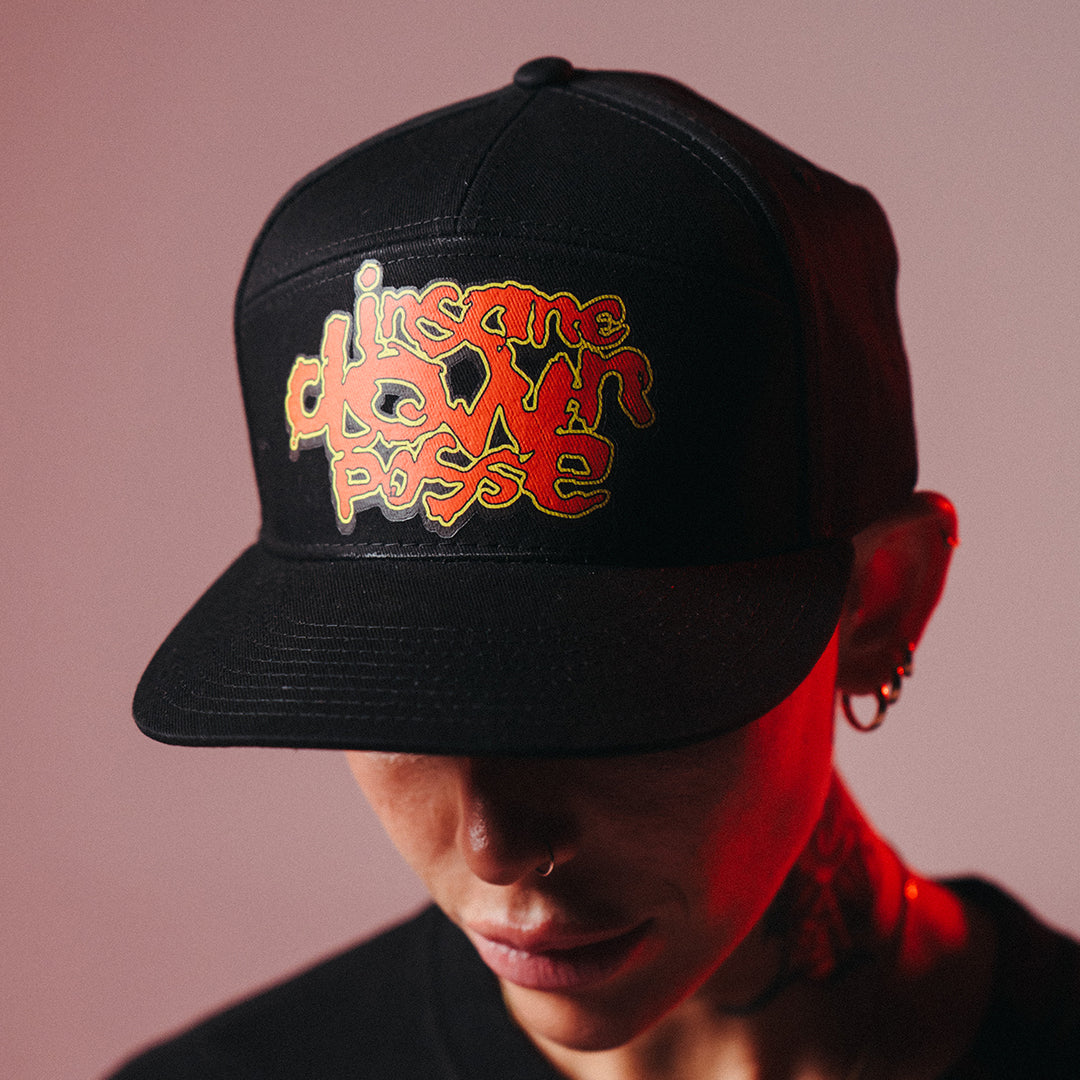 "Stack Logo" Flat Bill Snapback Hat in Black