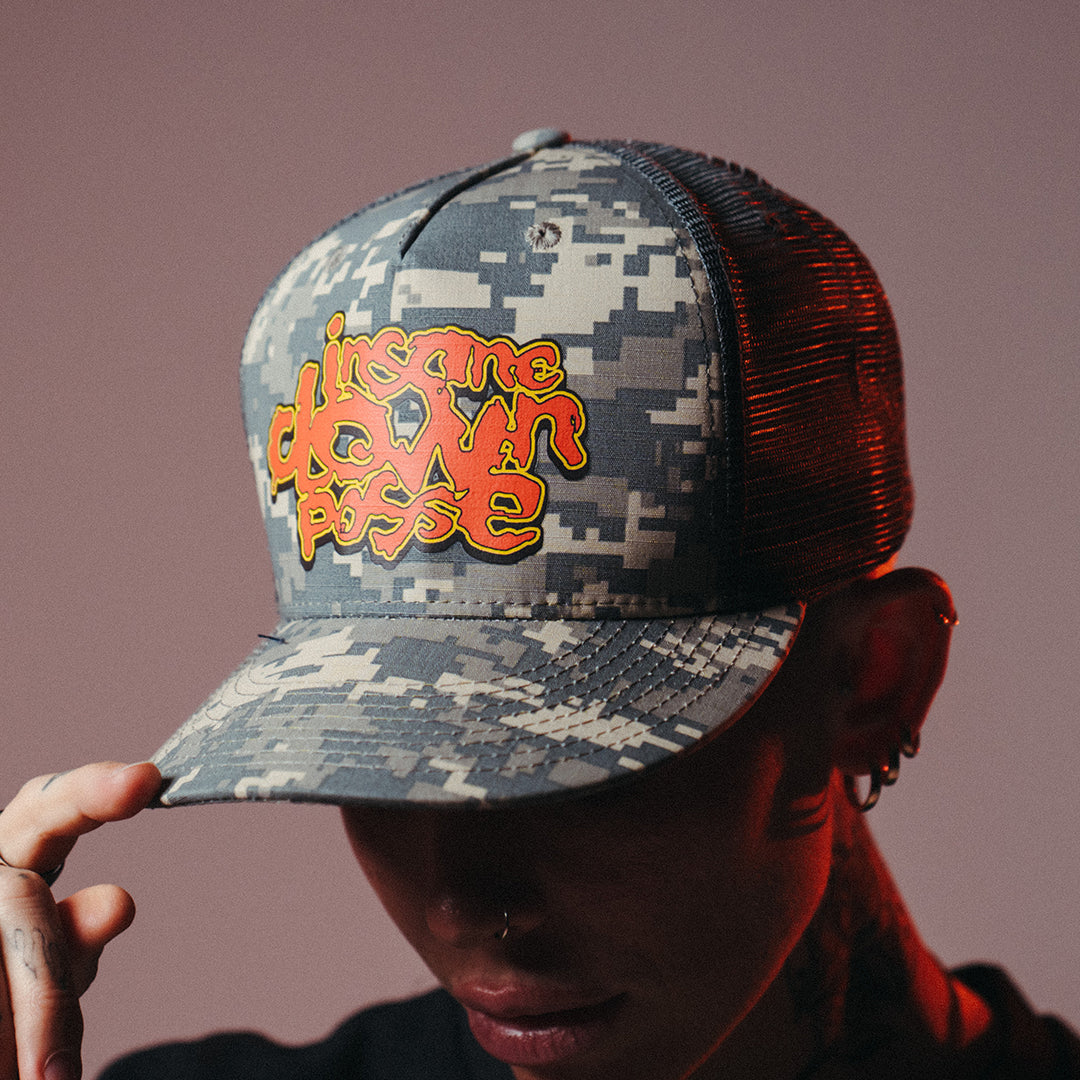 "Stack Logo" Flat Bill Snapback Hat In Digital Camo