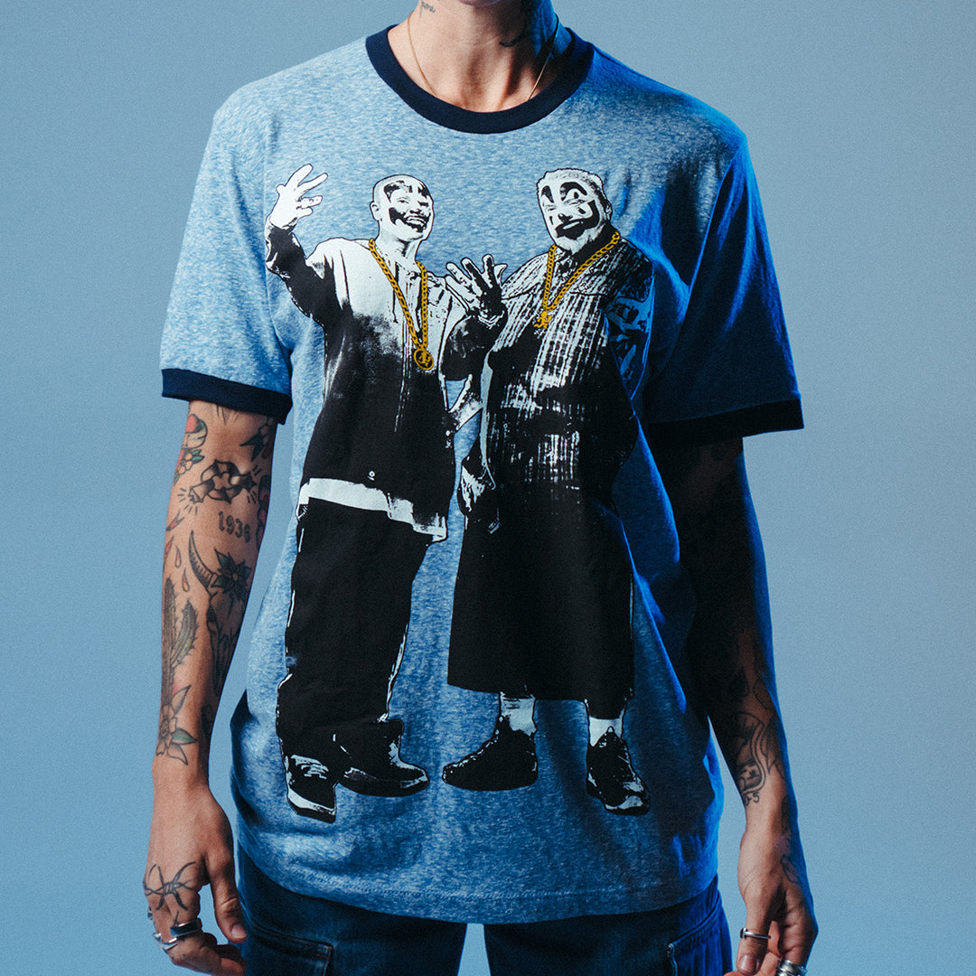 "Whadup" Ringer T-Shirt In Heather Blue