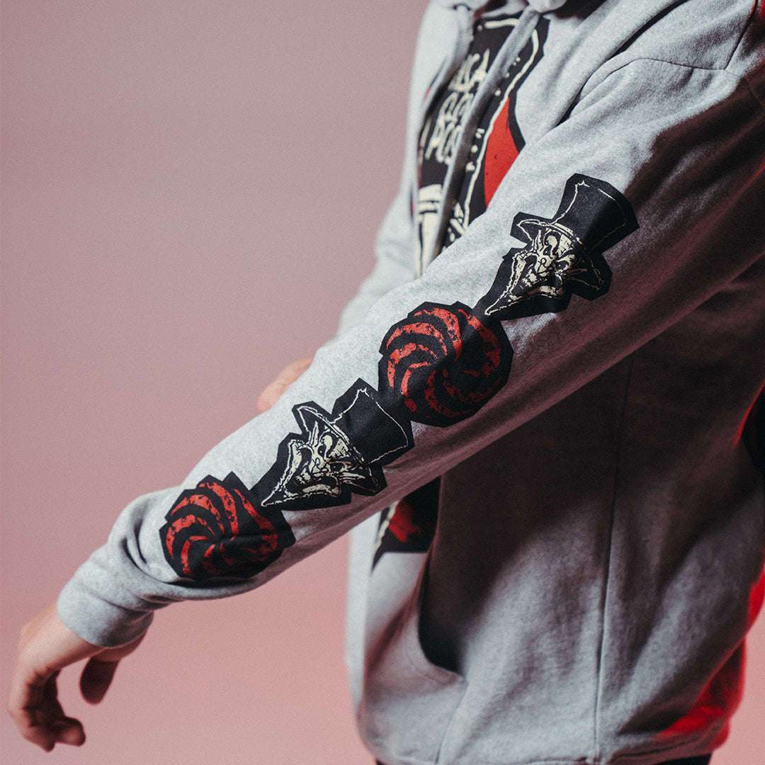 "Ringmaster Spiral" Pullover Hoodie In Heather Grey