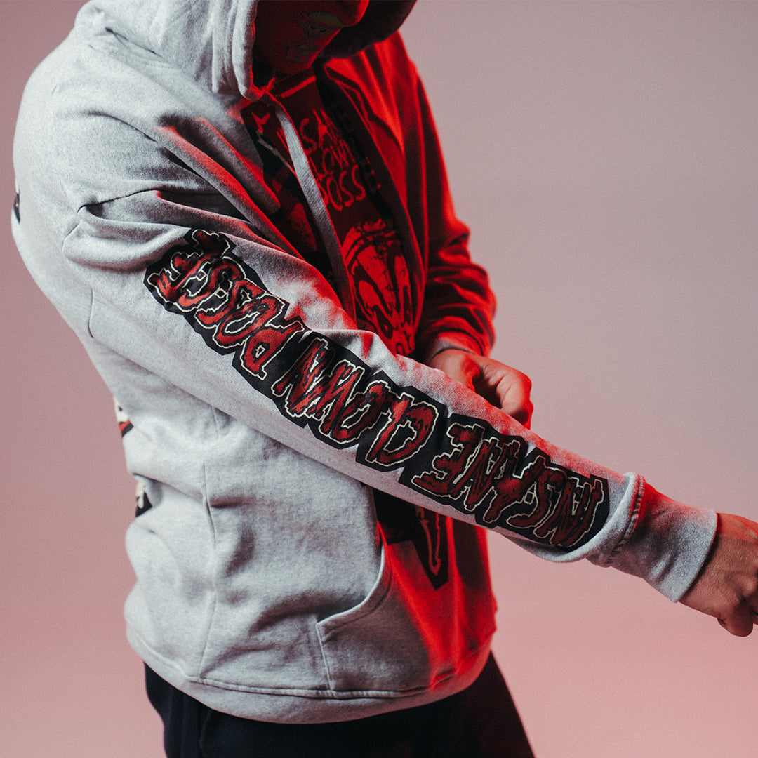 "Ringmaster Spiral" Pullover Hoodie In Heather Grey