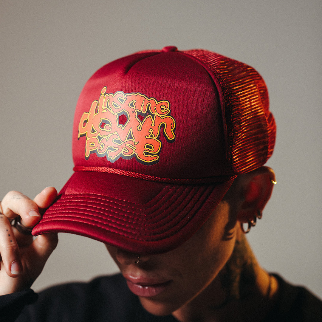 "Stack Logo" Trucker Hat In Burgundy