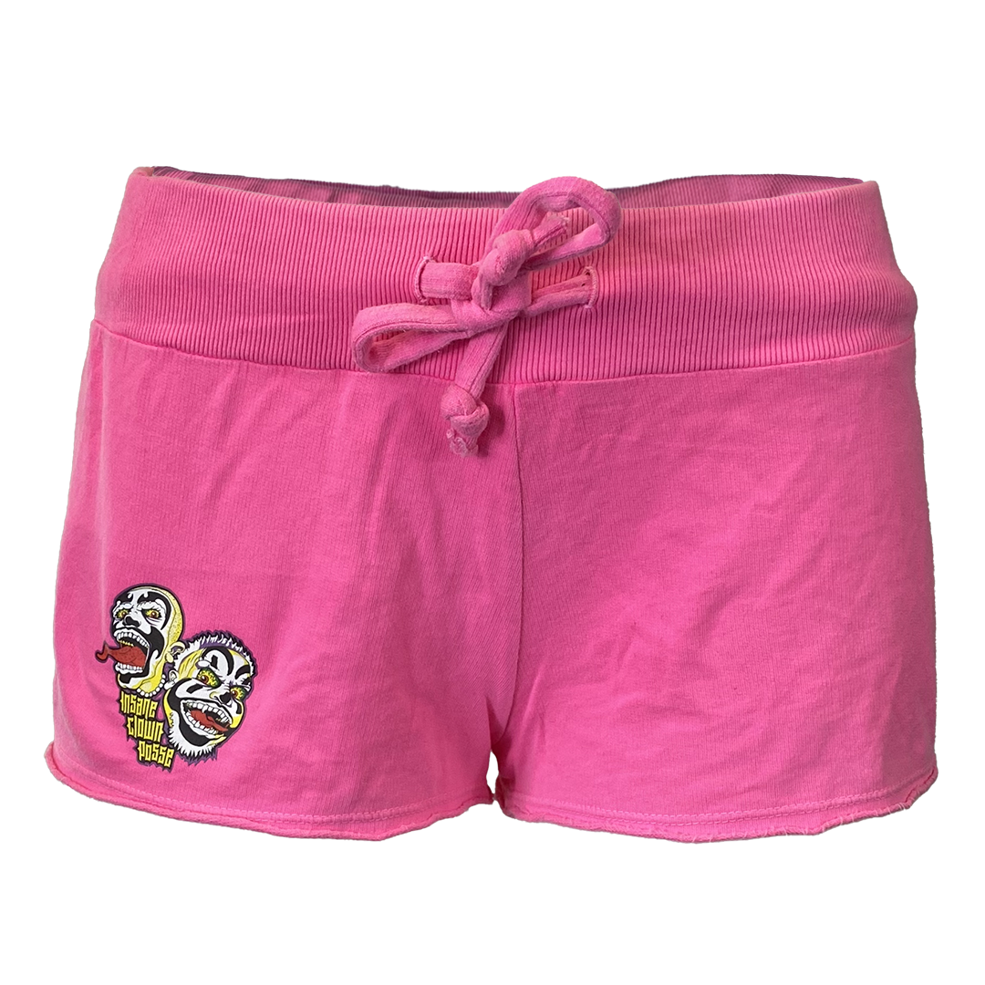 "Spooky Clowns Stack Logo" Women's Fleece Shorts In Hot Pink