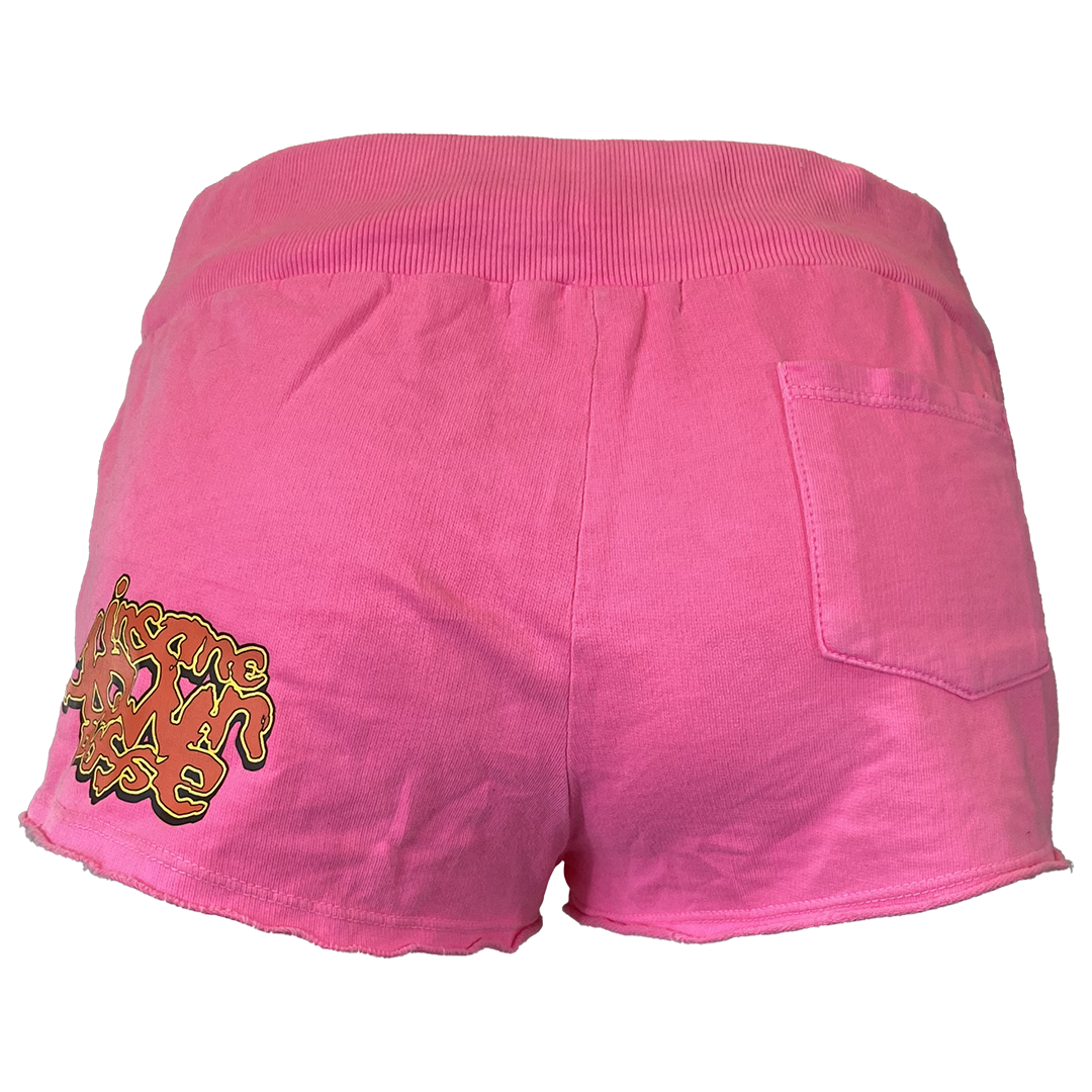 "Spooky Clowns Stack Logo" Women's Fleece Shorts In Hot Pink