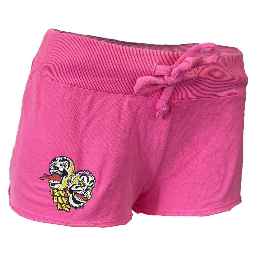 "Spooky Clowns Stack Logo" Women's Fleece Shorts In Hot Pink
