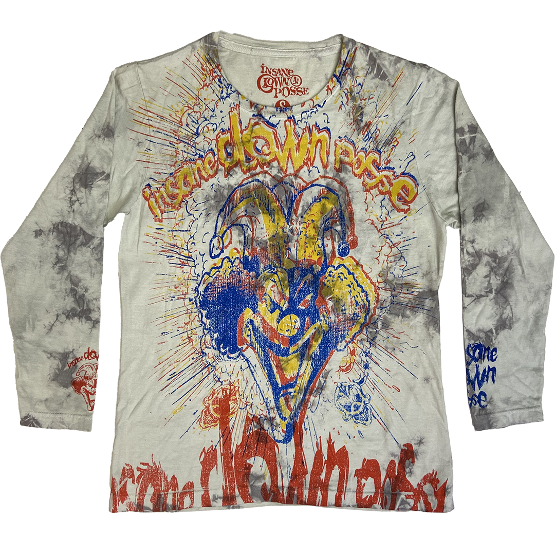 "Bang Bang Posse" Womens Long Sleeve T-Shirt In Tie Dyed Grey
