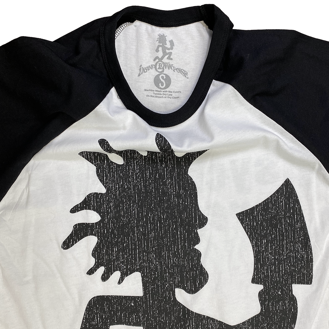 "Hatchetman Vintage" Raglan T-Shirt In White And Black