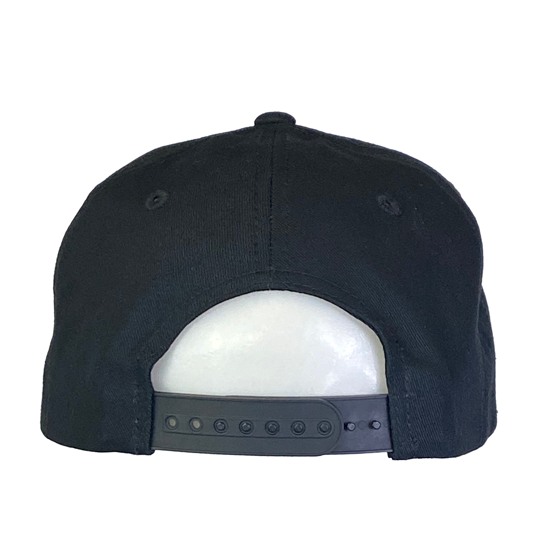 "Stack Logo" Flat Bill Snapback Hat in Black