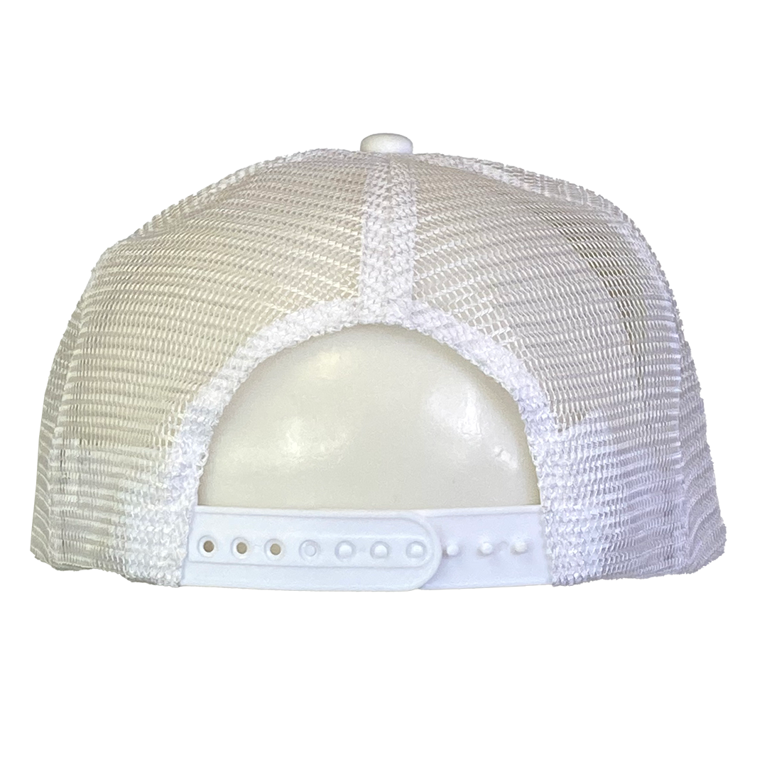 "Spooky Clowns" Trucker Hat In White And Neon Yellow