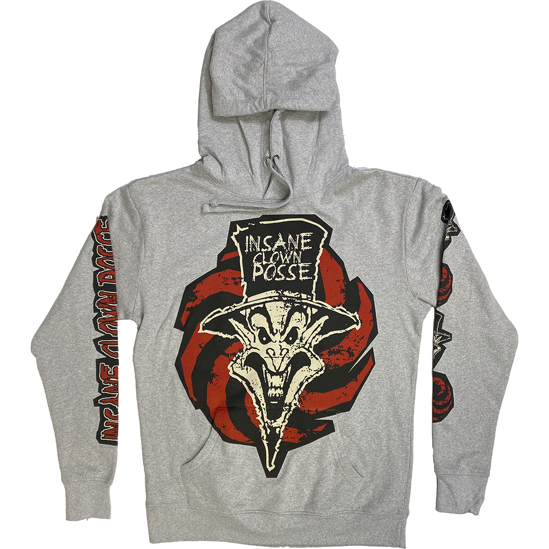 "Ringmaster Spiral" Pullover Hoodie In Heather Grey