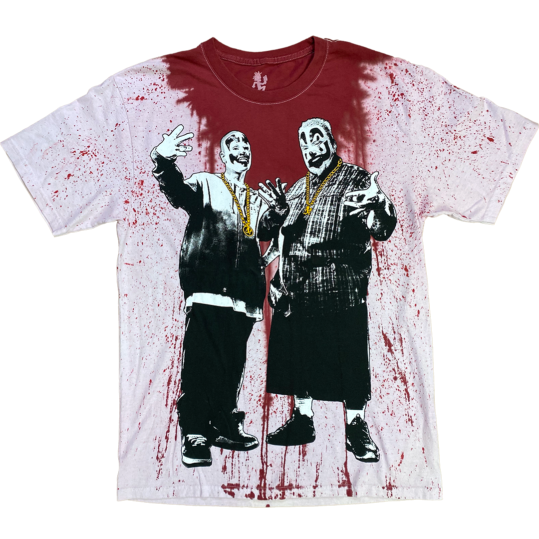"Whadup" T-Shirt In Red Blood Splatter Dye