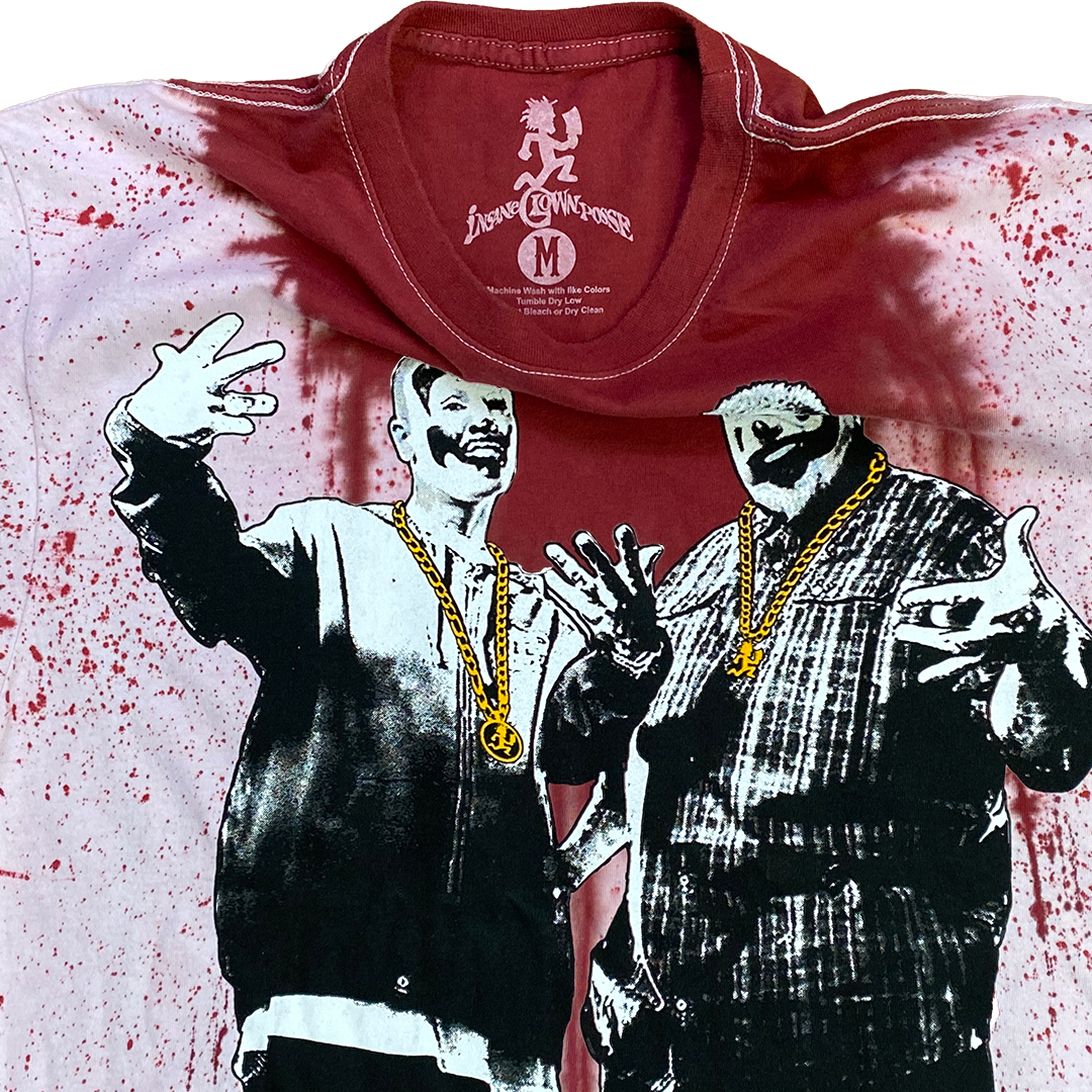 "Whadup" T-Shirt In Red Blood Splatter Dye