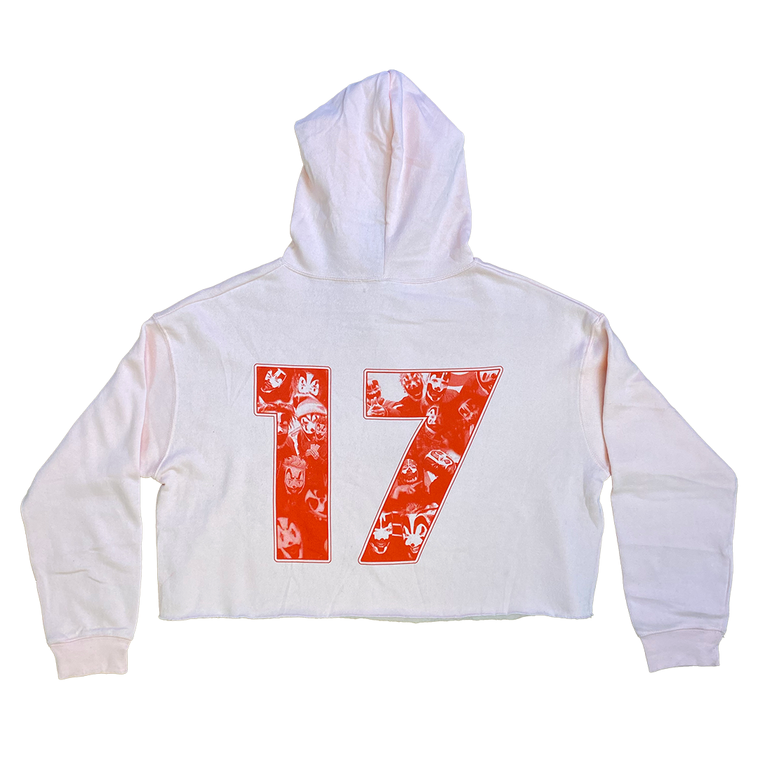 "17 Dead" Pullover Crop Hoodie In Pink