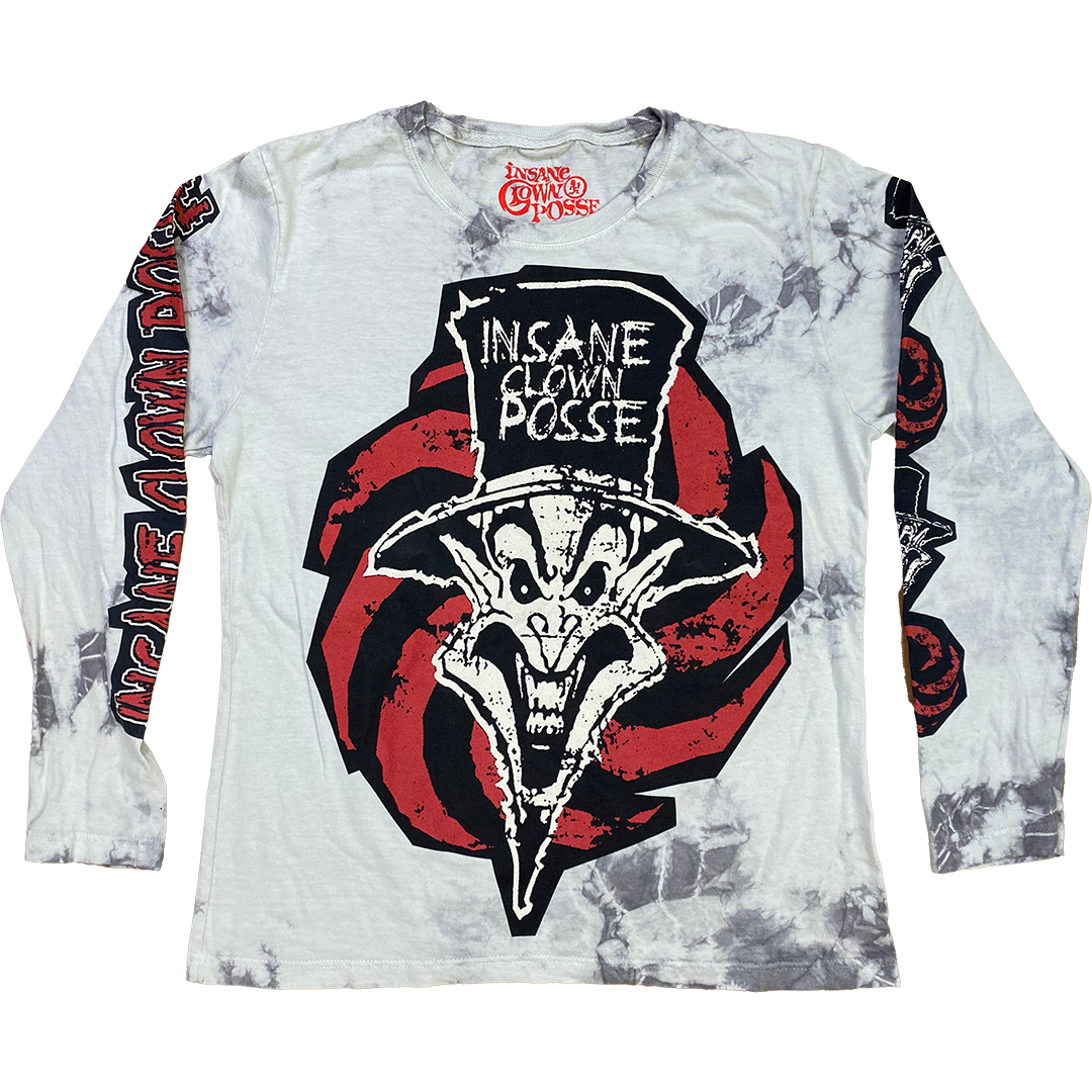 "Ringmaster Spiral" Womens Long Sleeve T-Shirt In Cloud Dye Grey