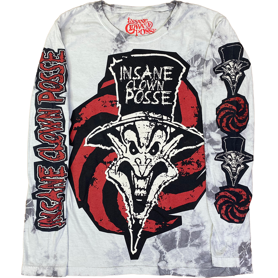 "Ringmaster Spiral" Womens Long Sleeve T-Shirt In Cloud Dye Grey