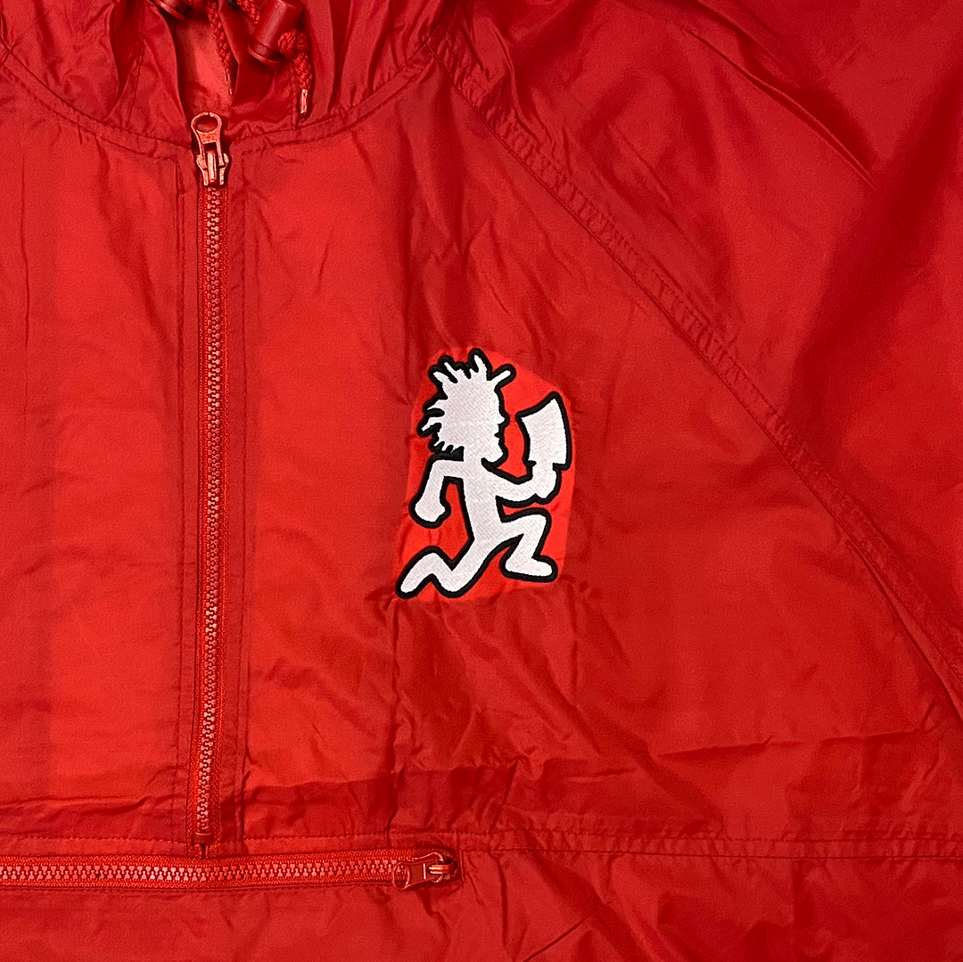 "Hatchetman" Embroidered Hooded Windbreaker In Red
