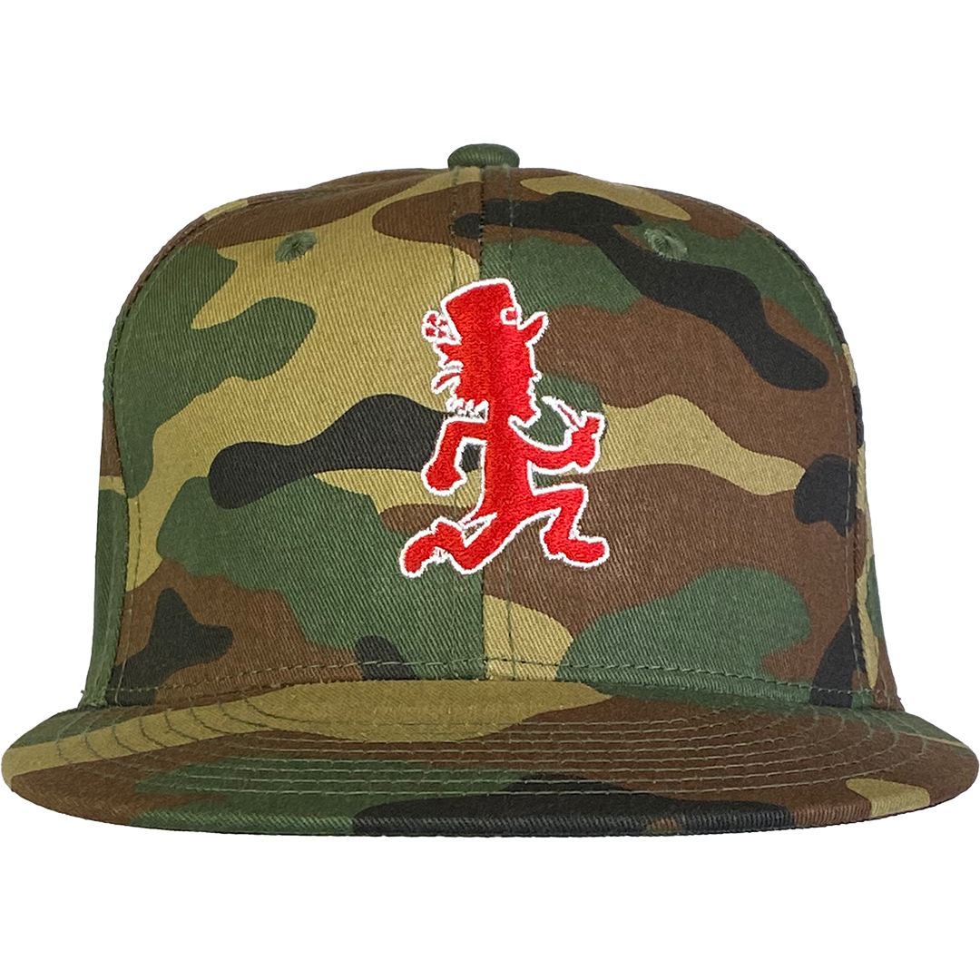"Luckyman" Snapback Hat In Green Camo