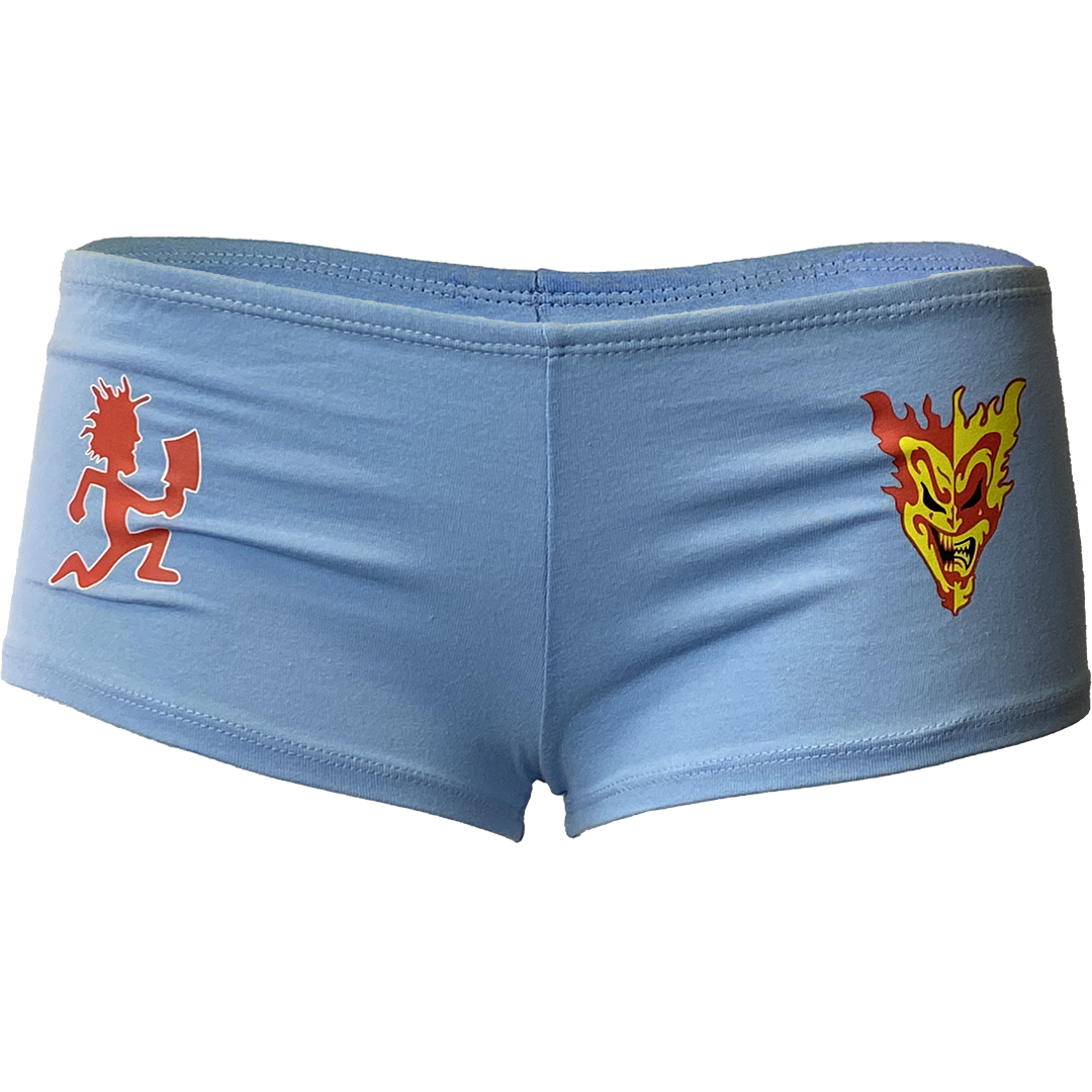 "Hatchetman Jeckel Brothers" Booty Shorts In Light Blue