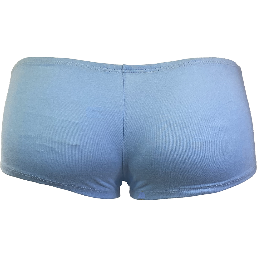 "Stack Logo Spooky Clowns" Booty Shorts In Light Blue
