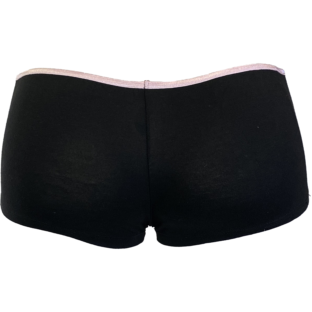 "Stack Logo Spooky Clowns" Booty Shorts In Black With Pink Waist