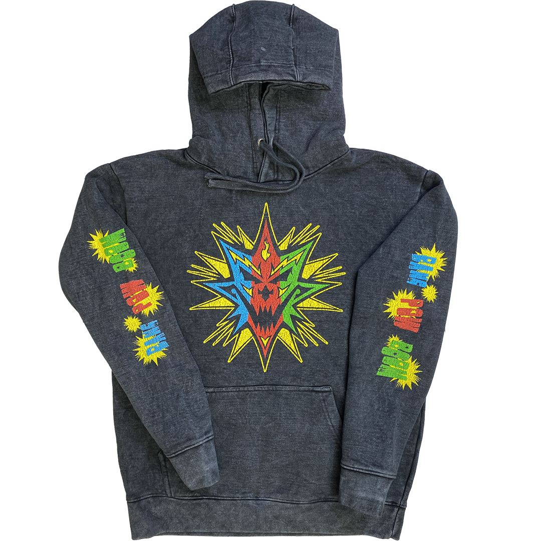 "Bang Pow Boom" Pullover Hoodie In Mineral Wash