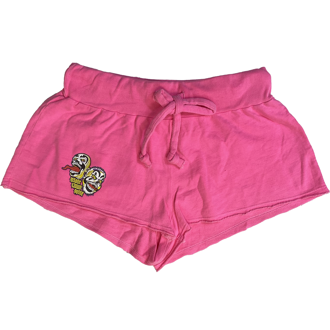 "Spooky Clowns Stack Logo" Women's Fleece Shorts In Hot Pink