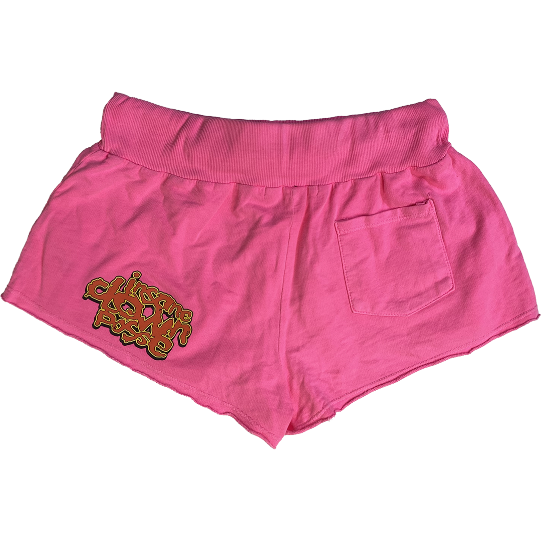 "Spooky Clowns Stack Logo" Women's Fleece Shorts In Hot Pink