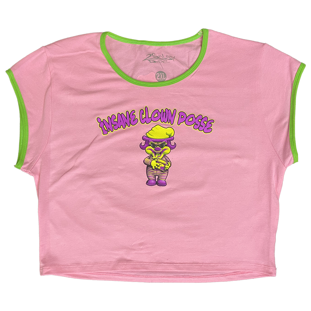 "Baby Riddle Box" Women's Belly T-Shirt In Pink