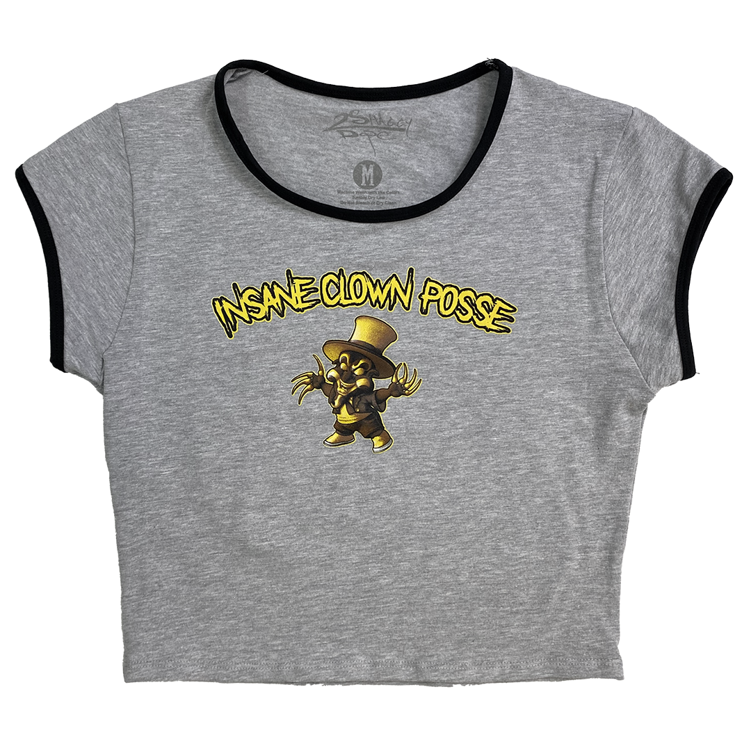 "Baby Ringmaster" Women's Belly T-Shirt In Grey