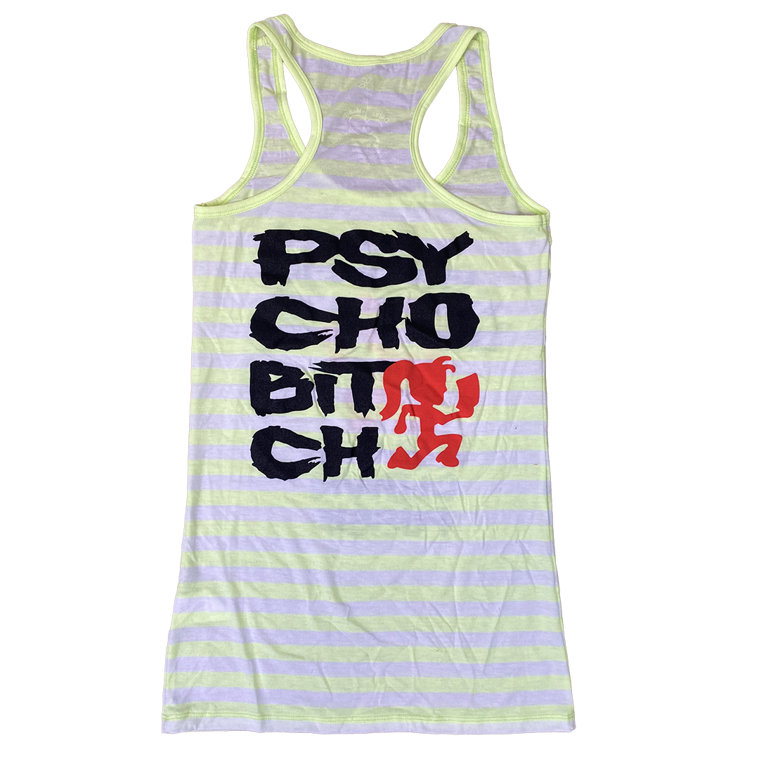 "Psycho Bitch Juggalette" Women's Tank Top In Yellow Stripes