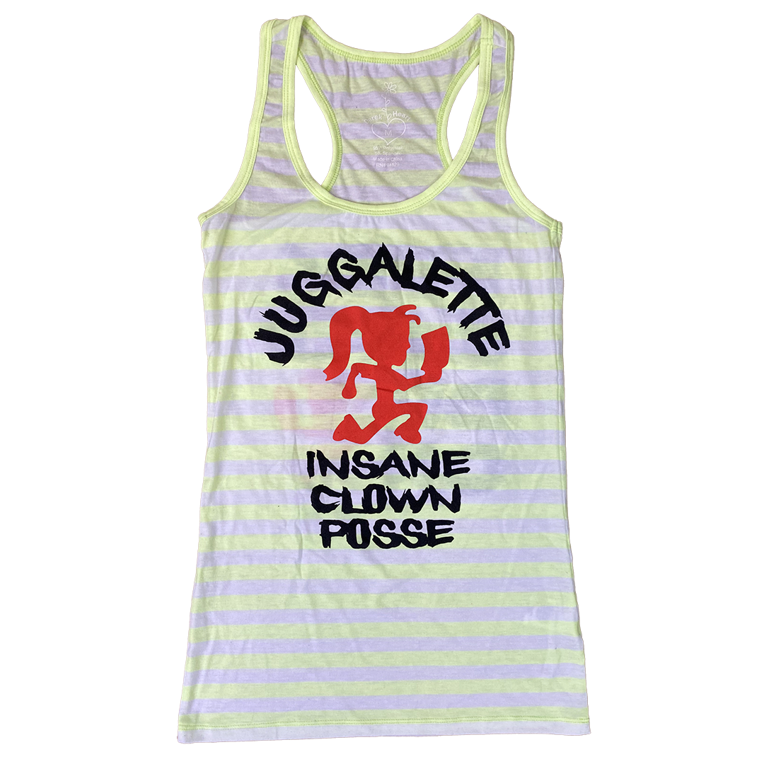 "Psycho Bitch Juggalette" Women's Tank Top In Yellow Stripes