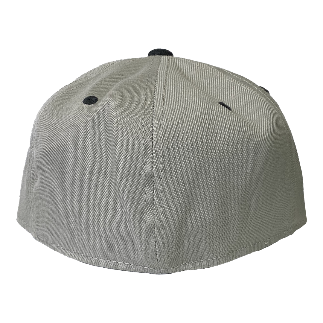 "Block Logo" Fitted Flat Bill Hat In Grey