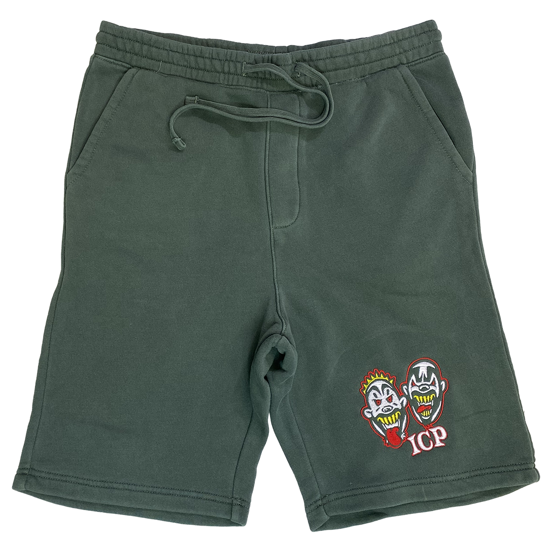 "BB Heads" Embroidered Shorts In Green