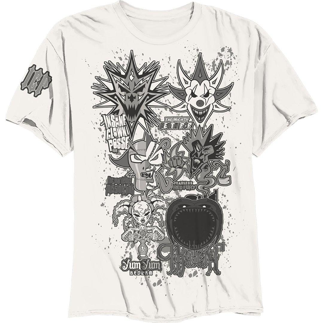 clown card sleeves Last 6 Joker Cards Splatter T-Shirt in White – Insane Clown Posse