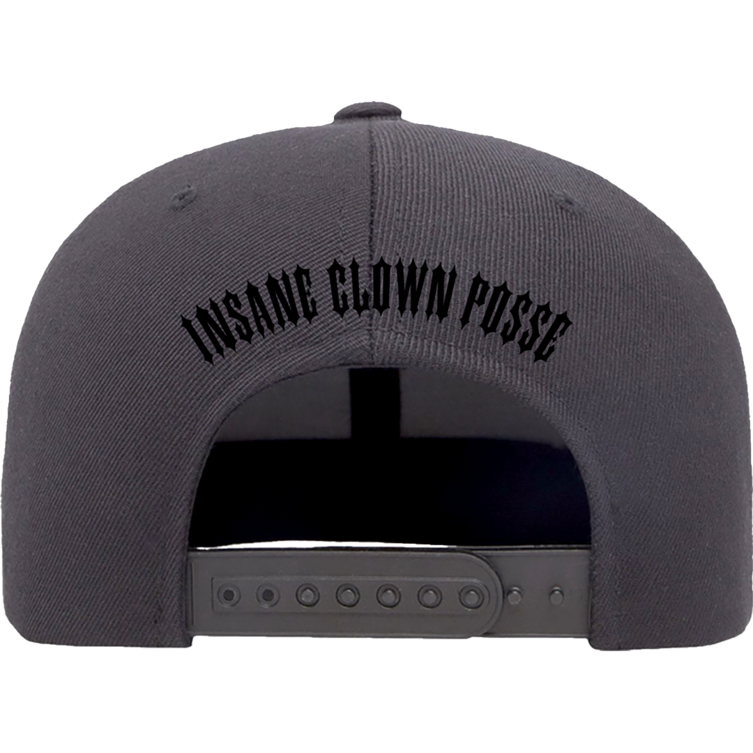 Naught Text Flatbill Snapback in Charcoal