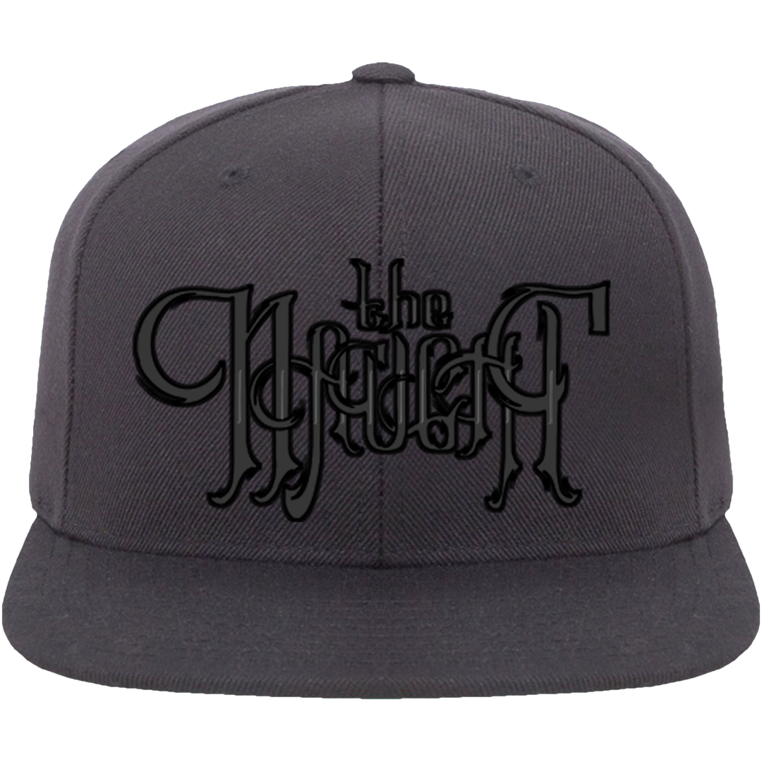 Naught Text Flatbill Snapback in Charcoal