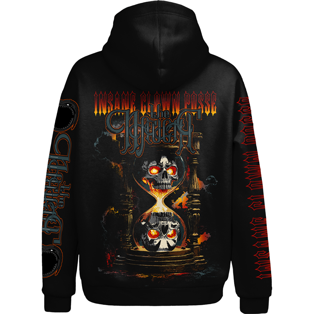 Hourglass Skull Pullover Hoodie in Black