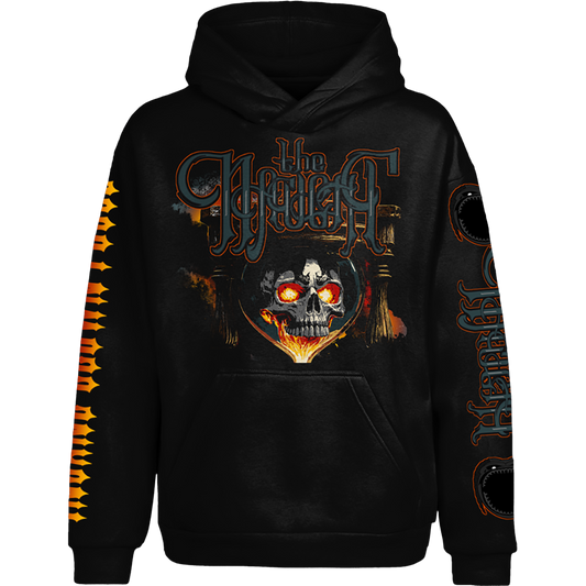 Hourglass Skull Pullover Hoodie in Black
