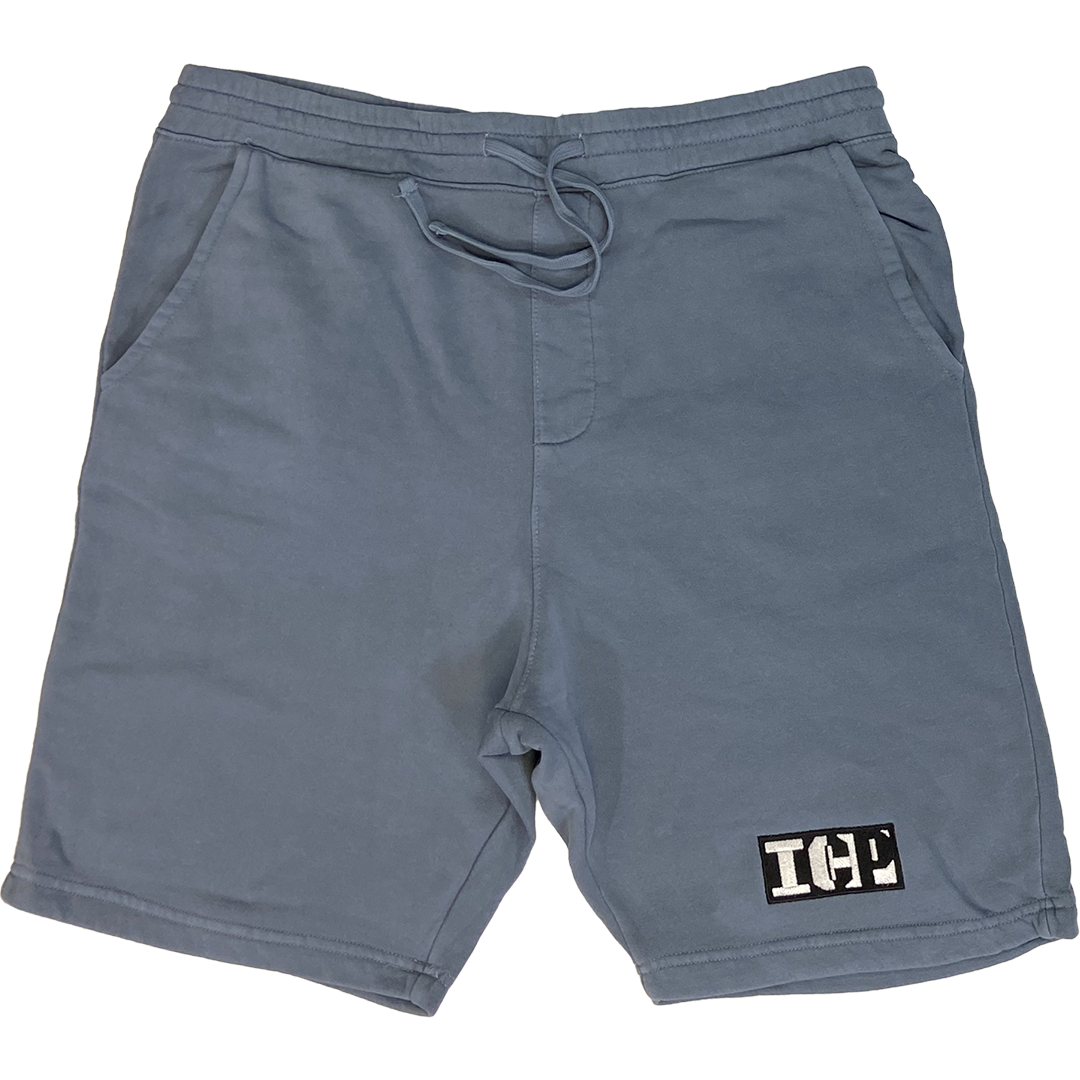 "ICP Block Logo" Embroidered Shorts In Slate Blue