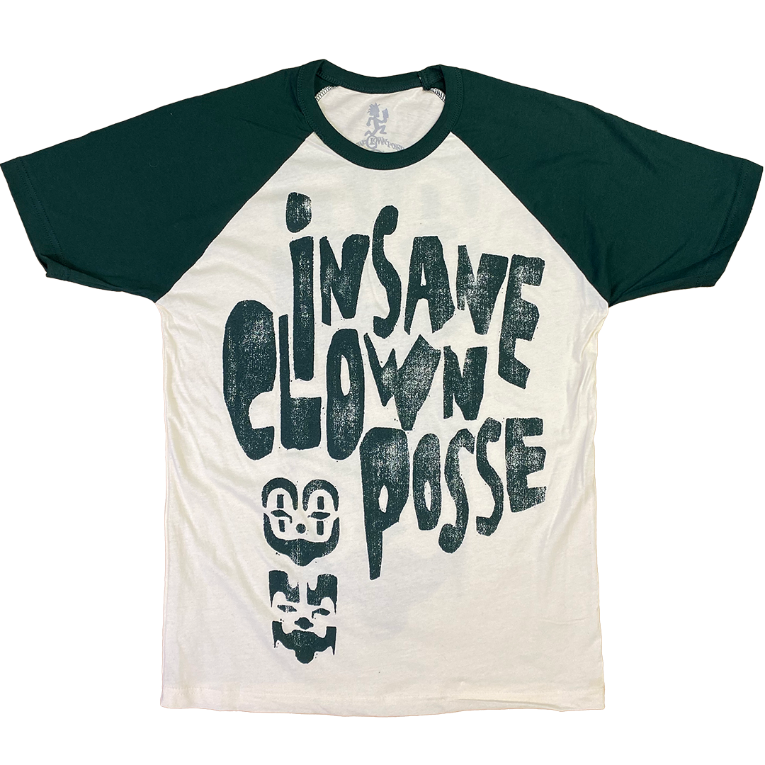 "Face Paint" Raglan T-Shirt In Natural & Green