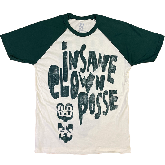 "Face Paint" Raglan T-Shirt In Natural & Green