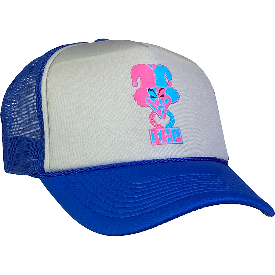 "Carnival Of Carnage" Trucker Hat In Blue And Grey