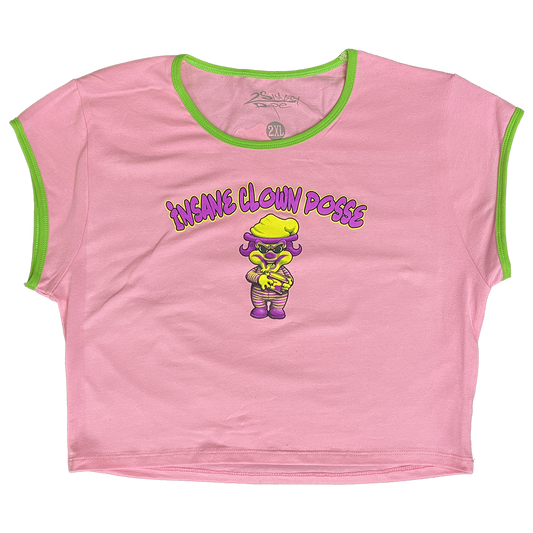 "Baby Riddle Box" Women's Belly T-Shirt In Pink