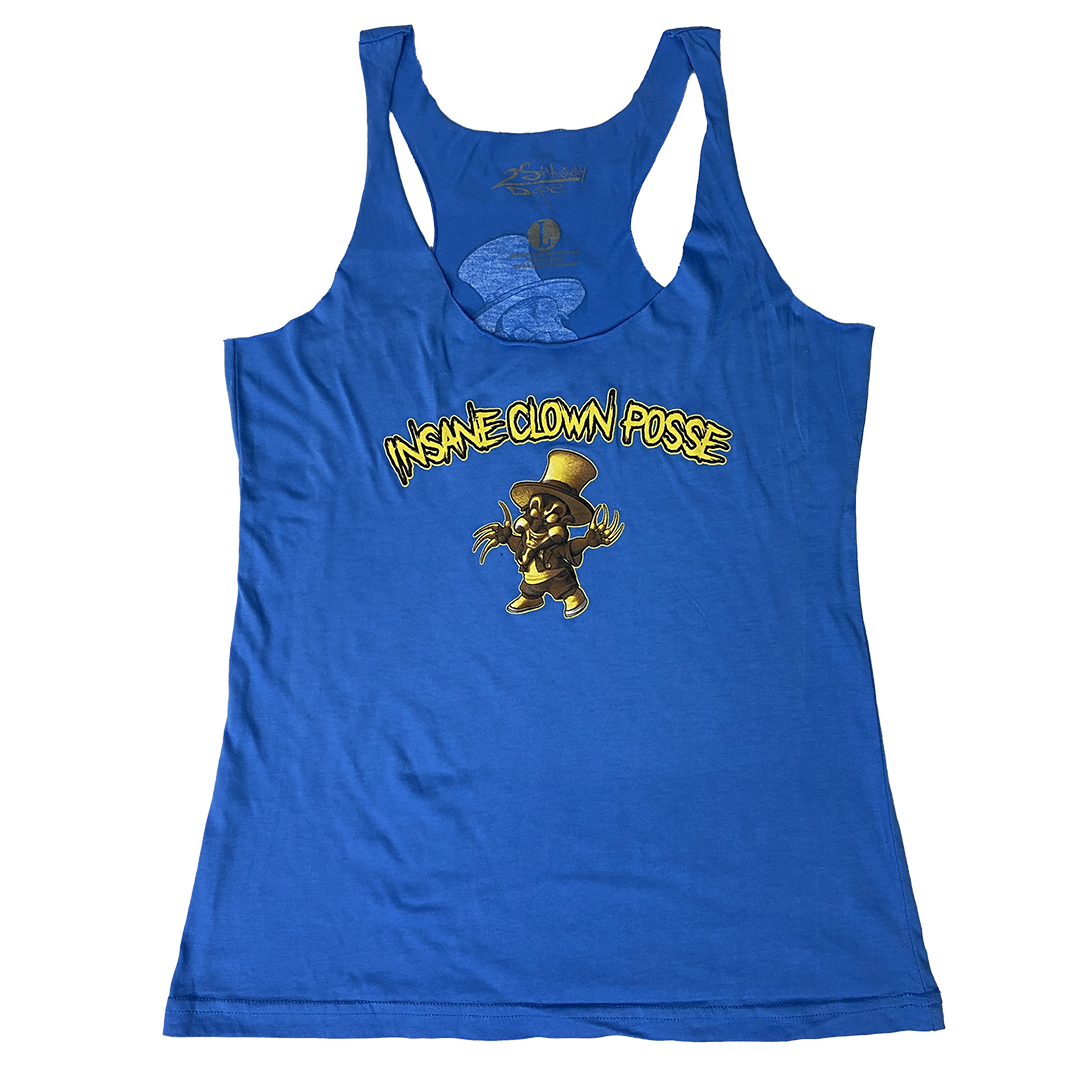 "Baby Ringmaster" Womens Raw Edge Tank Top In Blue