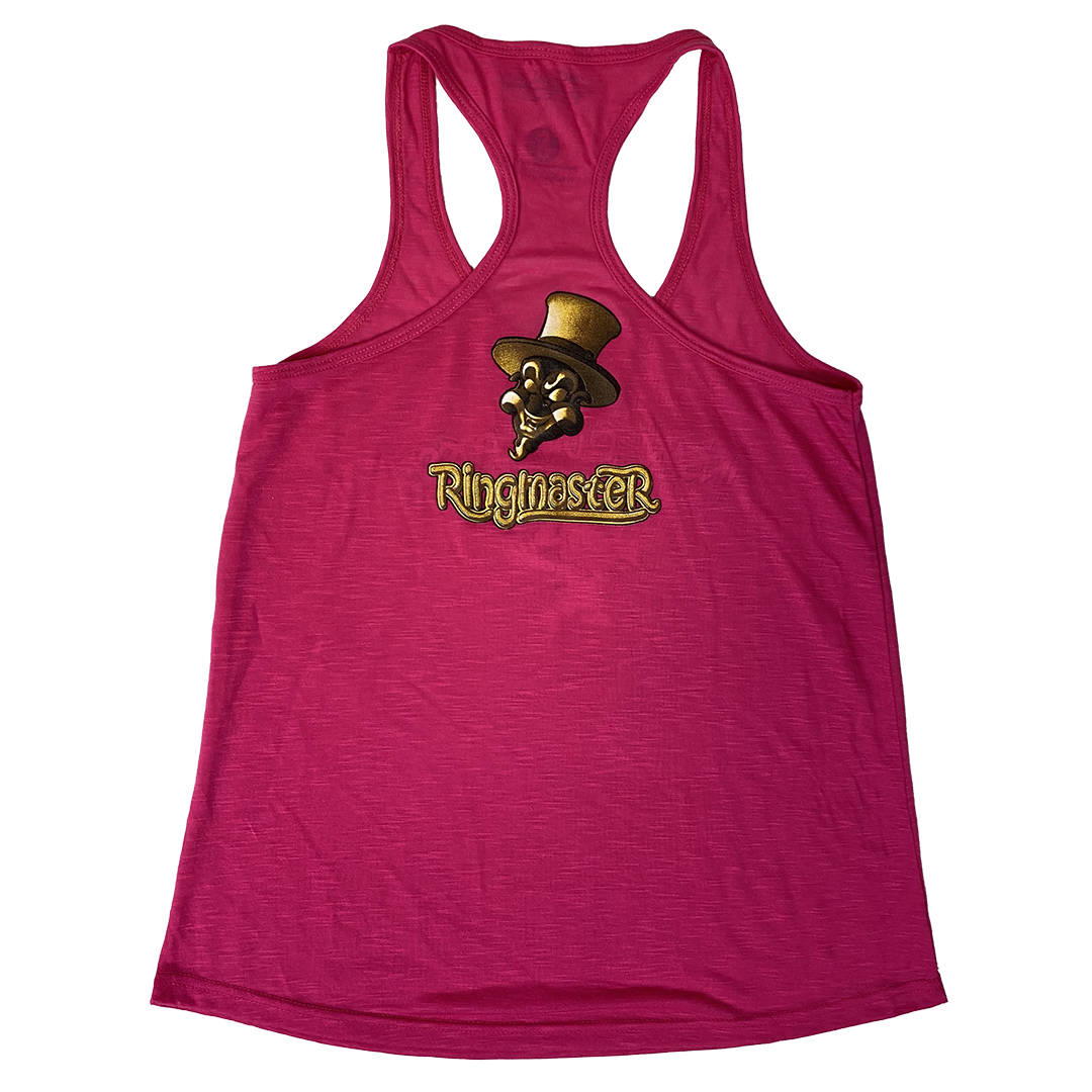 "Baby Ringmaster" Women's Racerback Tank Top In Pink