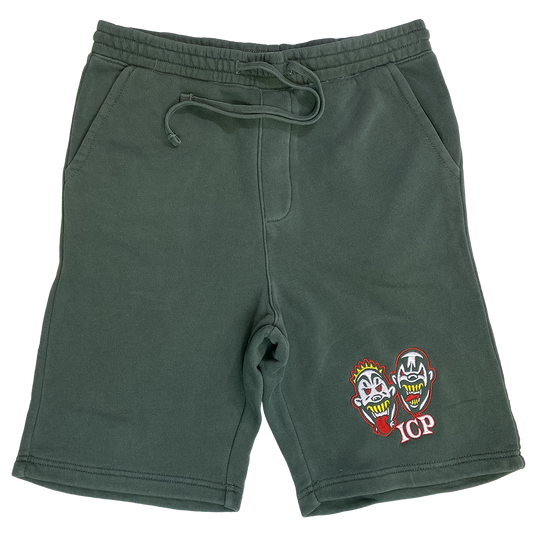 "BB Heads" Embroidered Shorts In Green